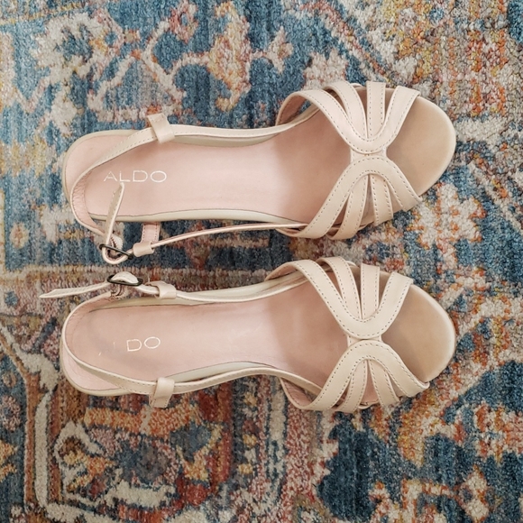 Aldo light cream beige scrappy heel sz 38 EUC - Picture 2 of 8